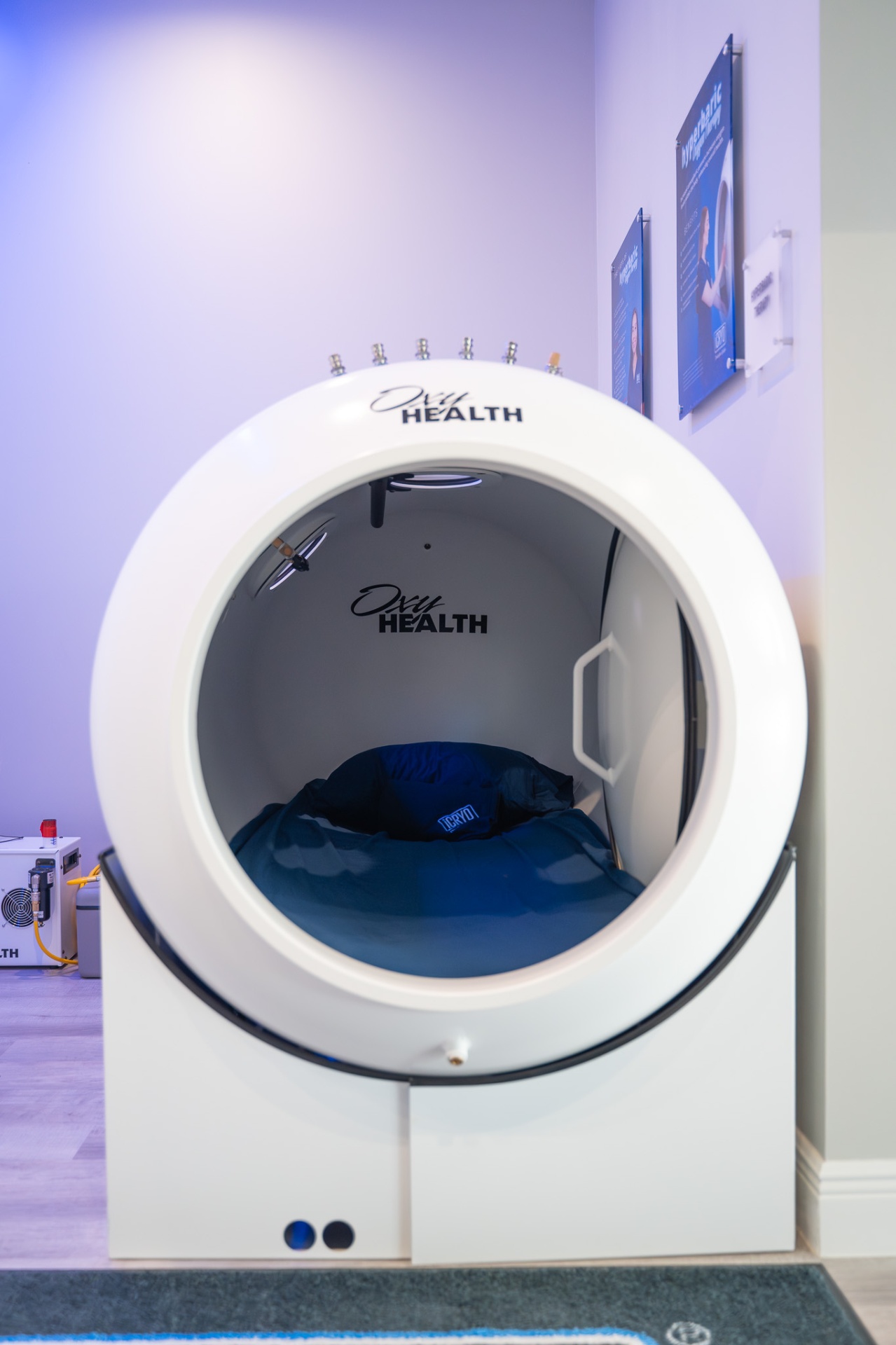 OxyHealth Fortius 420 hard-shell hyperbaric oxygen chamber at iCRYO Grosse Pointe, Michigan