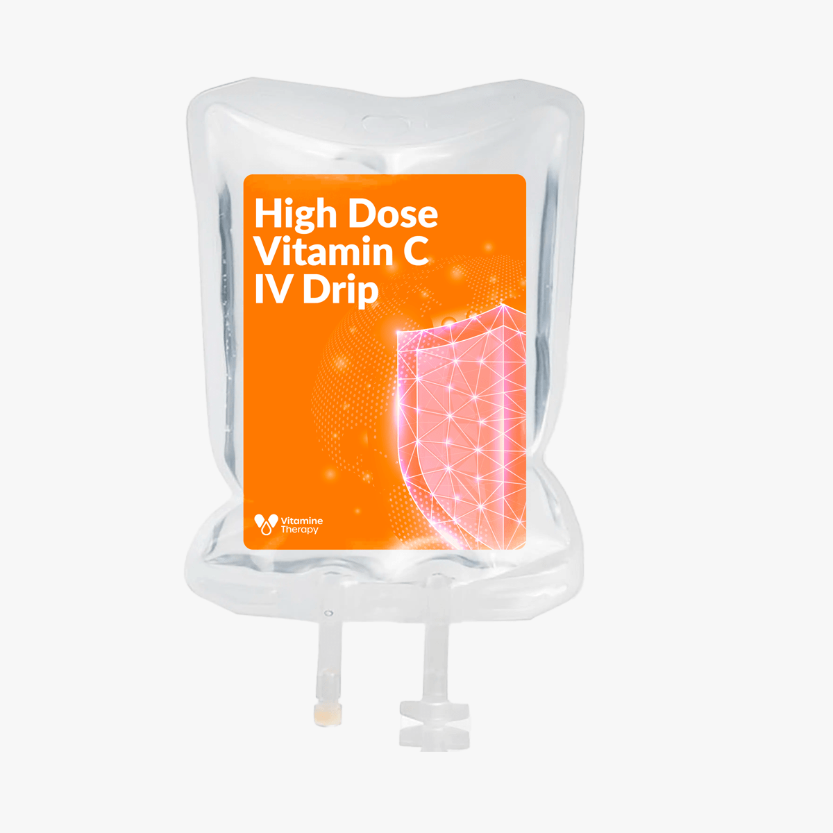 High-dose vitamin C IV bag prepared for infusion therapy