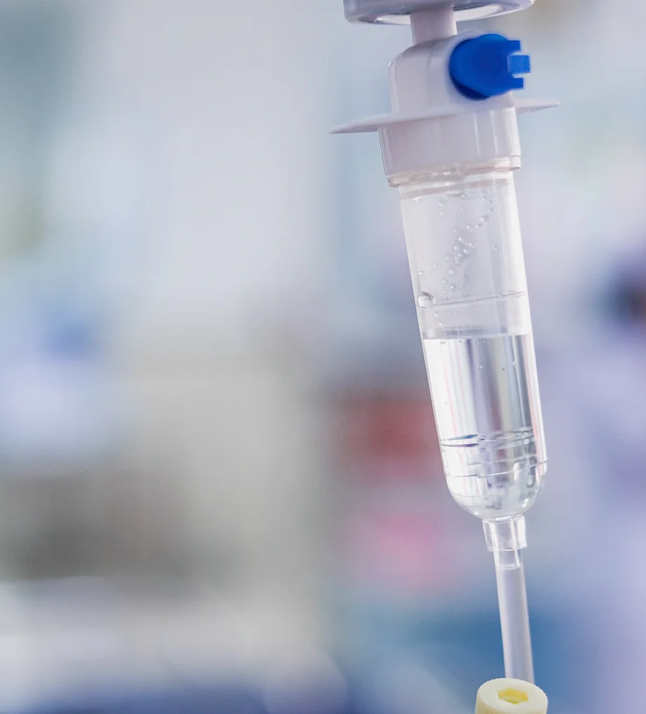 Close-up of a stem cell IV drip at iCRYO Grosse Pointe