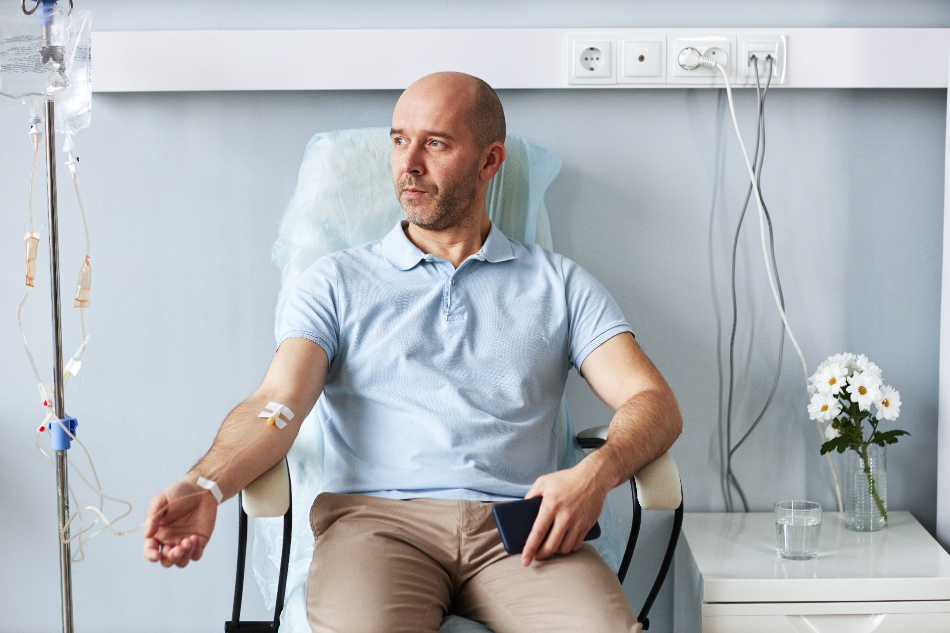 Patient receiving NAD+ IV therapy for cellular regeneration and anti-aging benefits